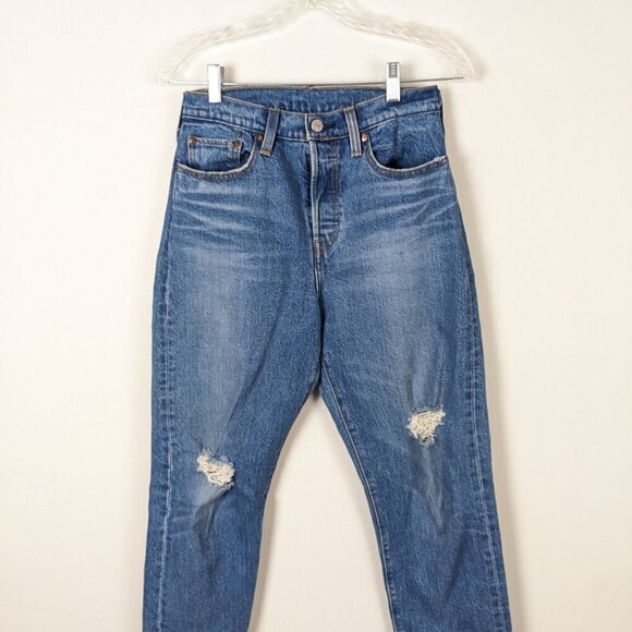 LEVI'S High Rise straight ripped jeans size - Picture 6 of 10